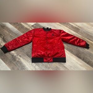VINTAGE NIKE AIR JORDAN 90s y2k Bred Satin Bomber JACKET 12-13years